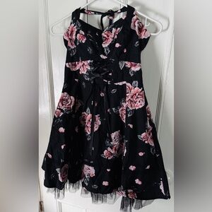 Floral Hot Topic Black & Dusty Rose Halter Dress